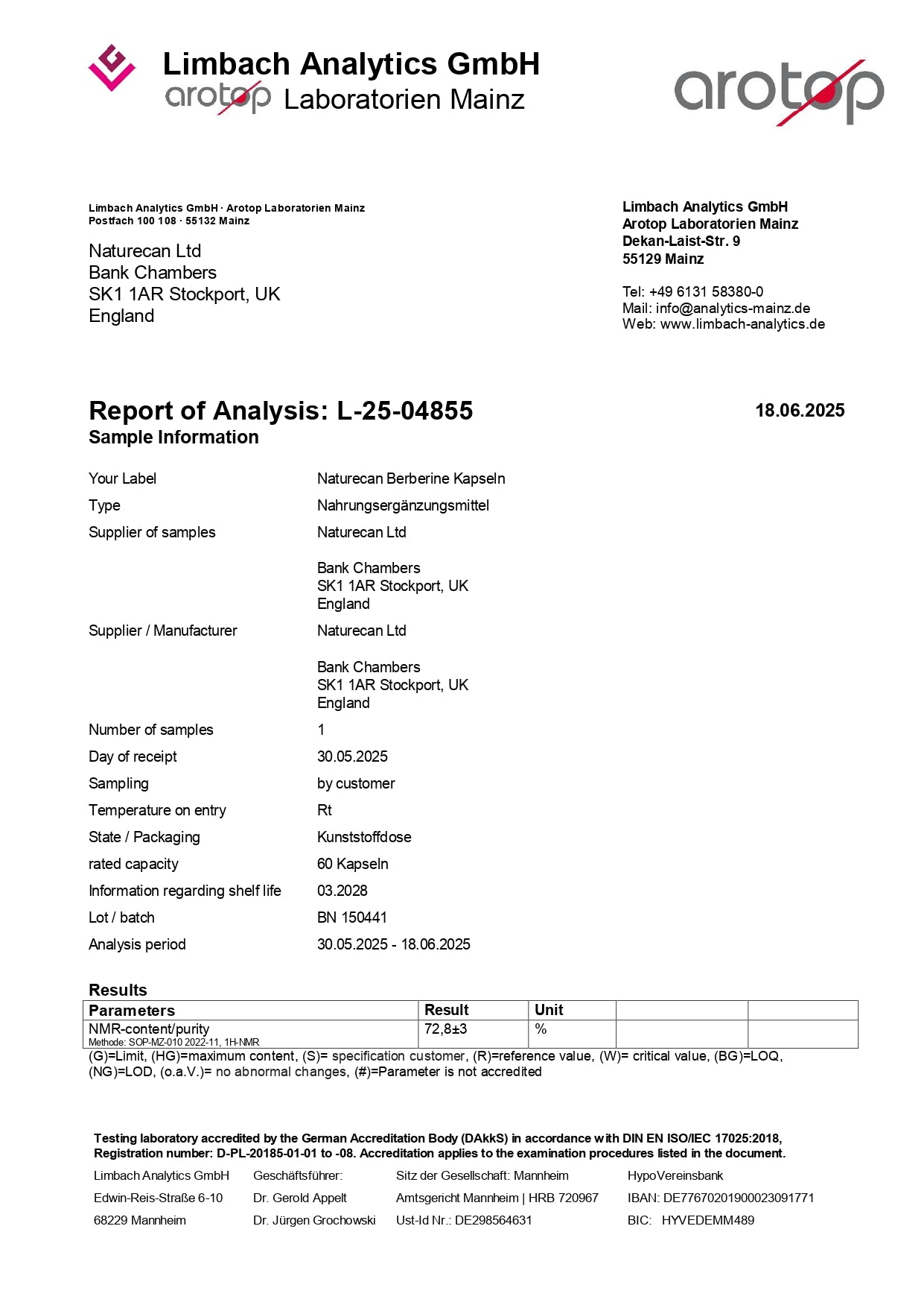 Certifiado de Análisis