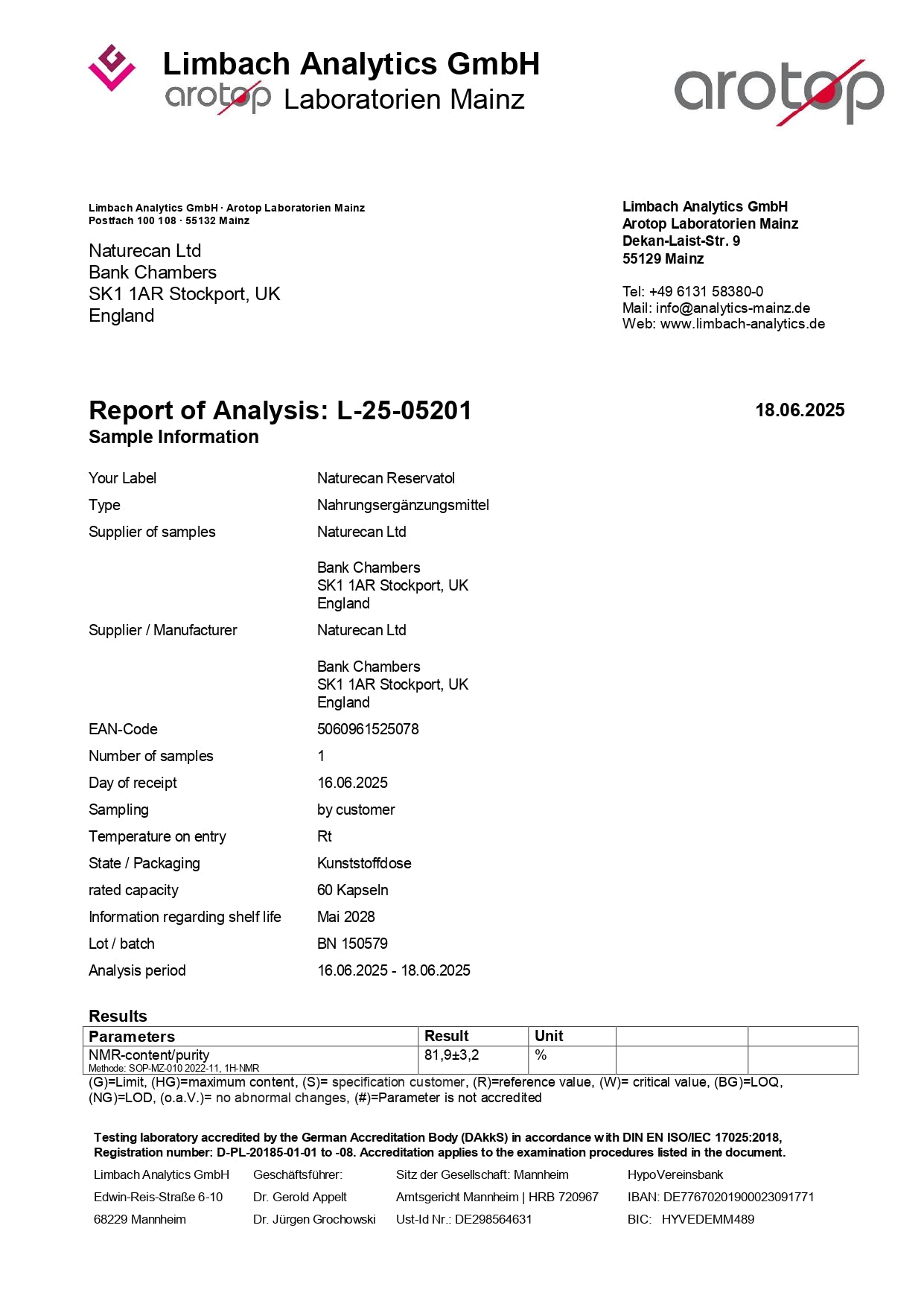 Certificado de análisis